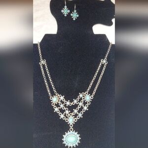 Vintage Blue and Silver Jewelry Avon Set